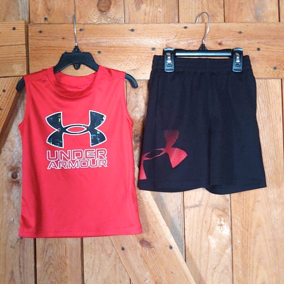 Boys Size 4 Summer Tank Outfit Under Armour - Picture 2 of 9